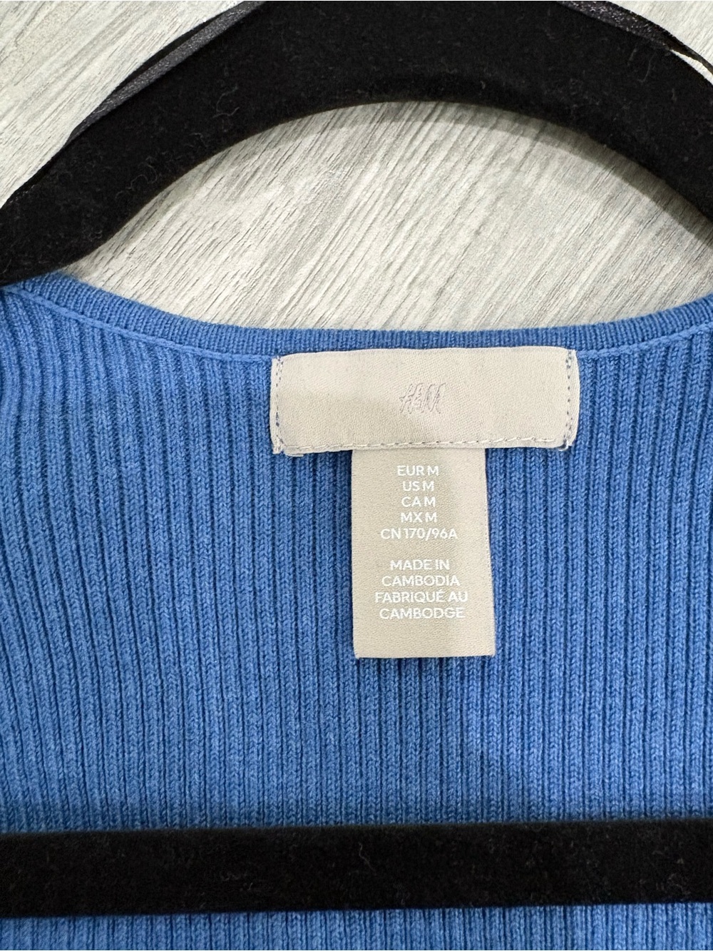 H&M Blue Ribbed Square-V Long Sleeve Top - Picture 3 of 3